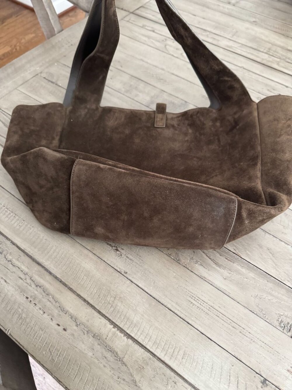 SAINT LAURENT LE 5 À 7 BEA Suede Tote Shoulder Bag Musk Brown Gold - Picture 9 of 14